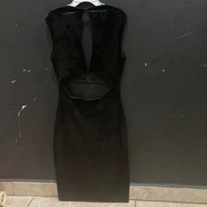 Suede Black Fitted Dress Size S